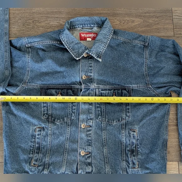 Vintage Wrangler Hero Trucker Jacket Men XXL 2XL Denim Blue Jean Biker Retro Y2K - Picture 2 of 7